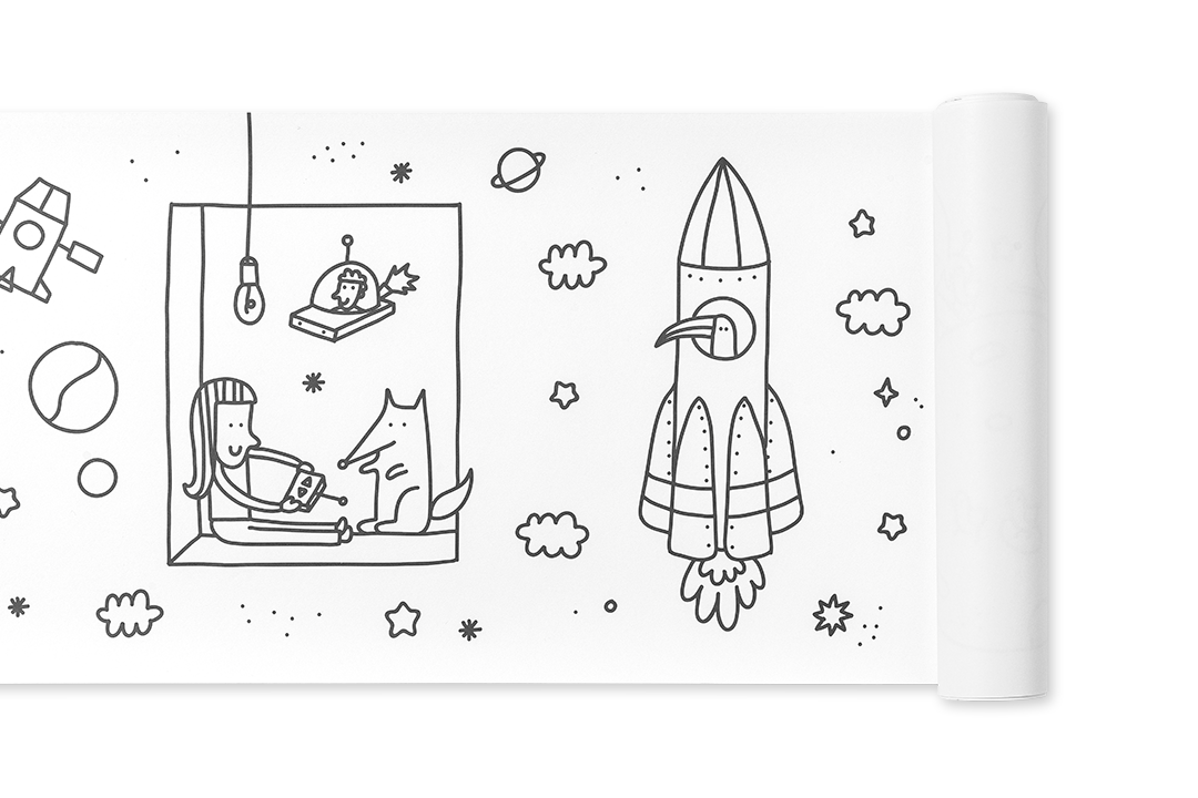 Desenrola o Espaço - Rolo de colorir - 5M +3 anos - OFERTA DE 4 LÁPIS