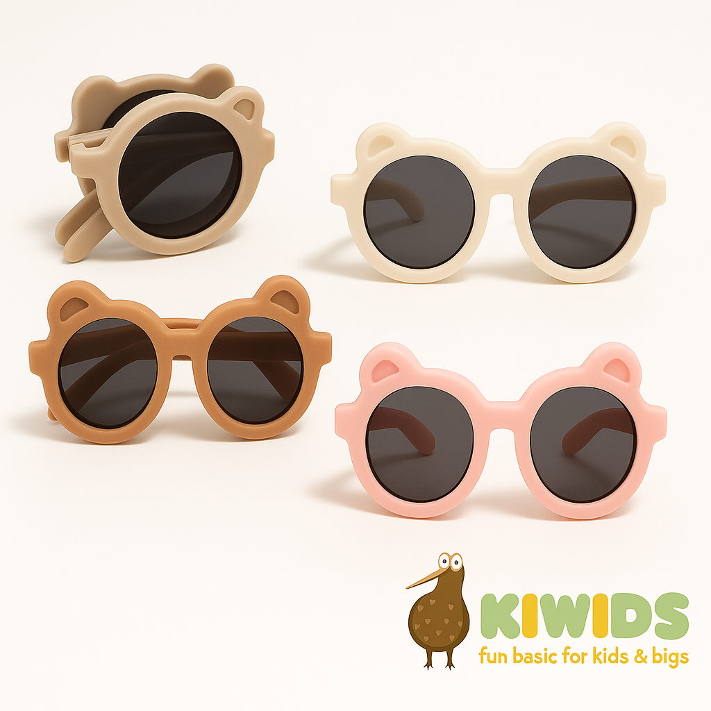 🕶️ Óculos de Sol KIWIDS- dobráveis com Orelhas de Ursinho – Oferta bolsinha