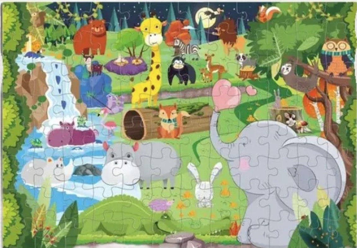 Puzzle ecológico de animais da floresta - 96 peças