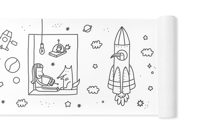 Desenrola o Espaço - Rolo de colorir - 5M  +3 anos - OFERTA DE 4 LÁPIS