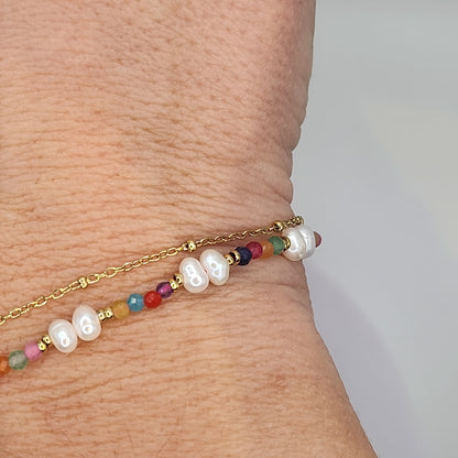 Pulseira Mágica de Aço Inox com Cores Lindas: Kiwids dupla🌈✨