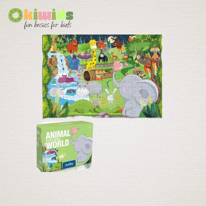 Puzzle ecológico de animais da floresta - 96 peças