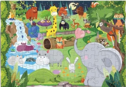 Puzzle ecológico de animais da floresta - 96 peças